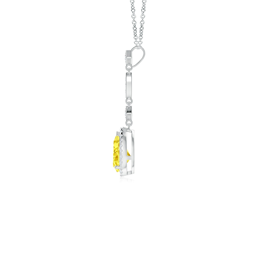 7x5mm AAAA Fancy Intense Yellow Diamond Teardrop Pendant in White Gold - side 199
