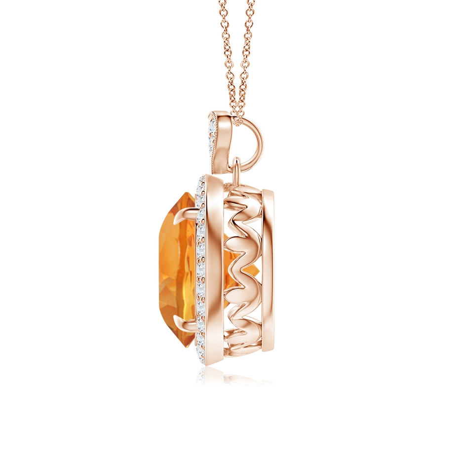 10mm AAA Citrine Halo Pendant with Diamond Heart Motif in Rose Gold side 199