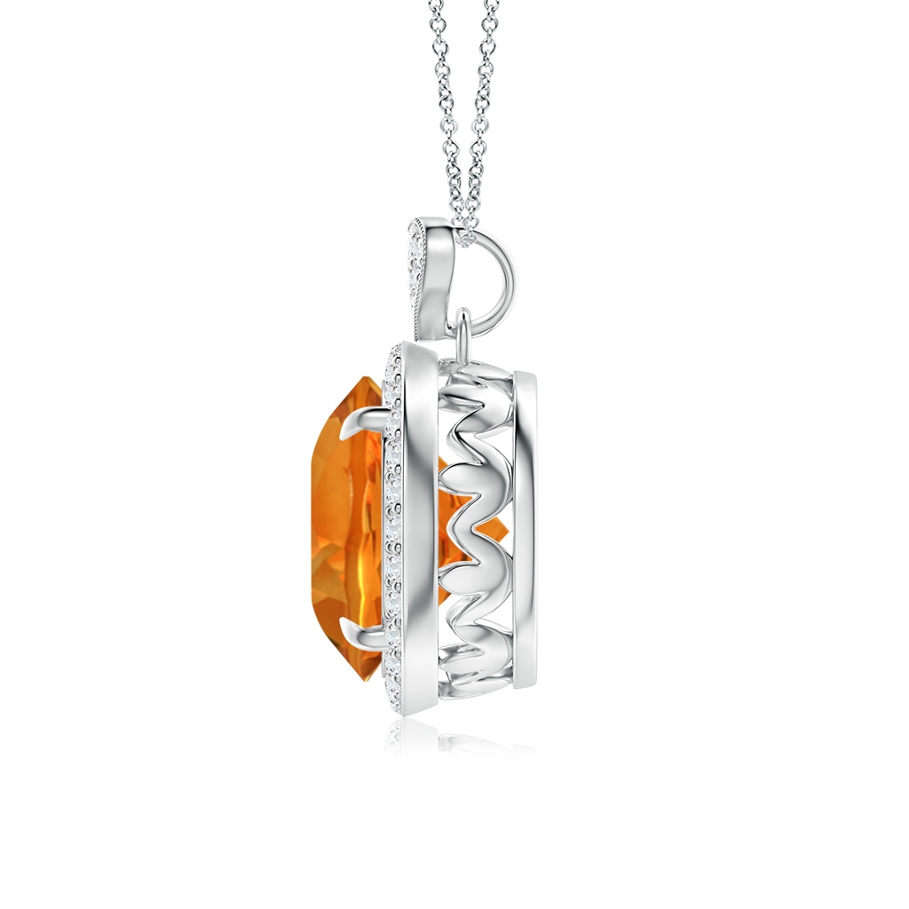 10mm AAAA Citrine Halo Pendant with Diamond Heart Motif in P950 Platinum - side 199