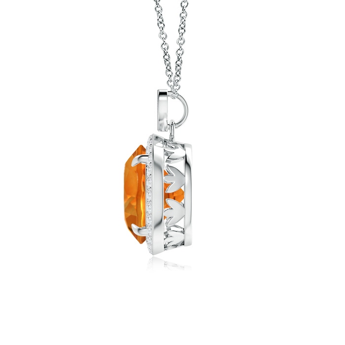 10mm AAAA Citrine Halo Pendant with Diamond Heart Motif in White Gold Product Image