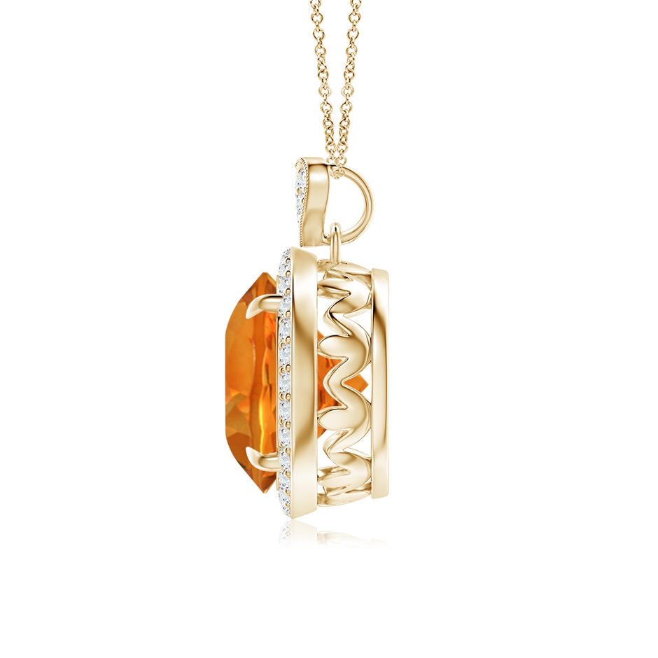 10mm AAAA Citrine Halo Pendant with Diamond Heart Motif in Yellow Gold side 199