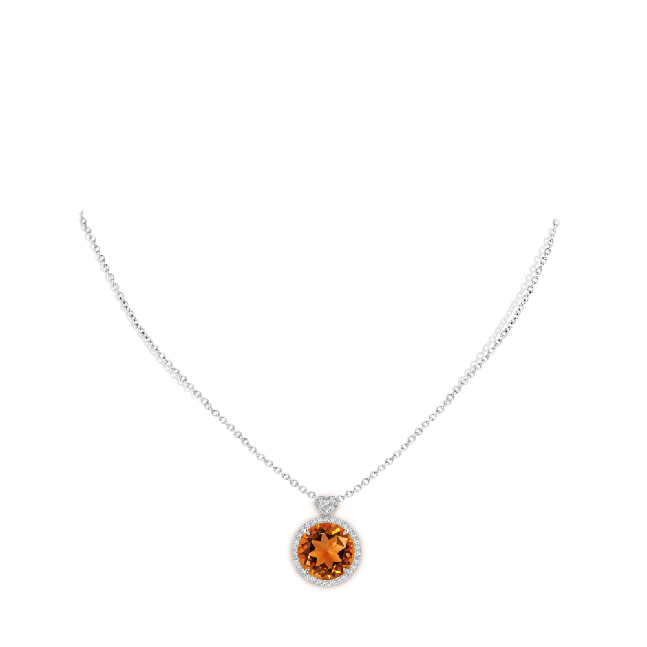 12mm AAAA Citrine Halo Pendant with Diamond Heart Motif in P950 Platinum pen