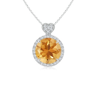 8mm A Citrine Halo Pendant with Diamond Heart Motif in P950 Platinum