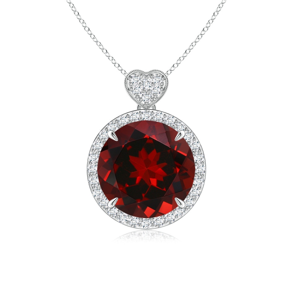 10mm AAAA Garnet Halo Pendant with Diamond Heart Motif in P950 Platinum 