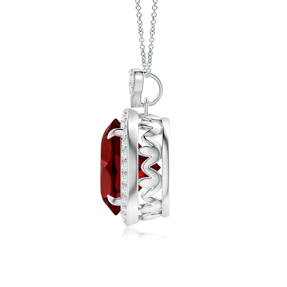 10mm AAAA Garnet Halo Pendant with Diamond Heart Motif in P950 Platinum side 1