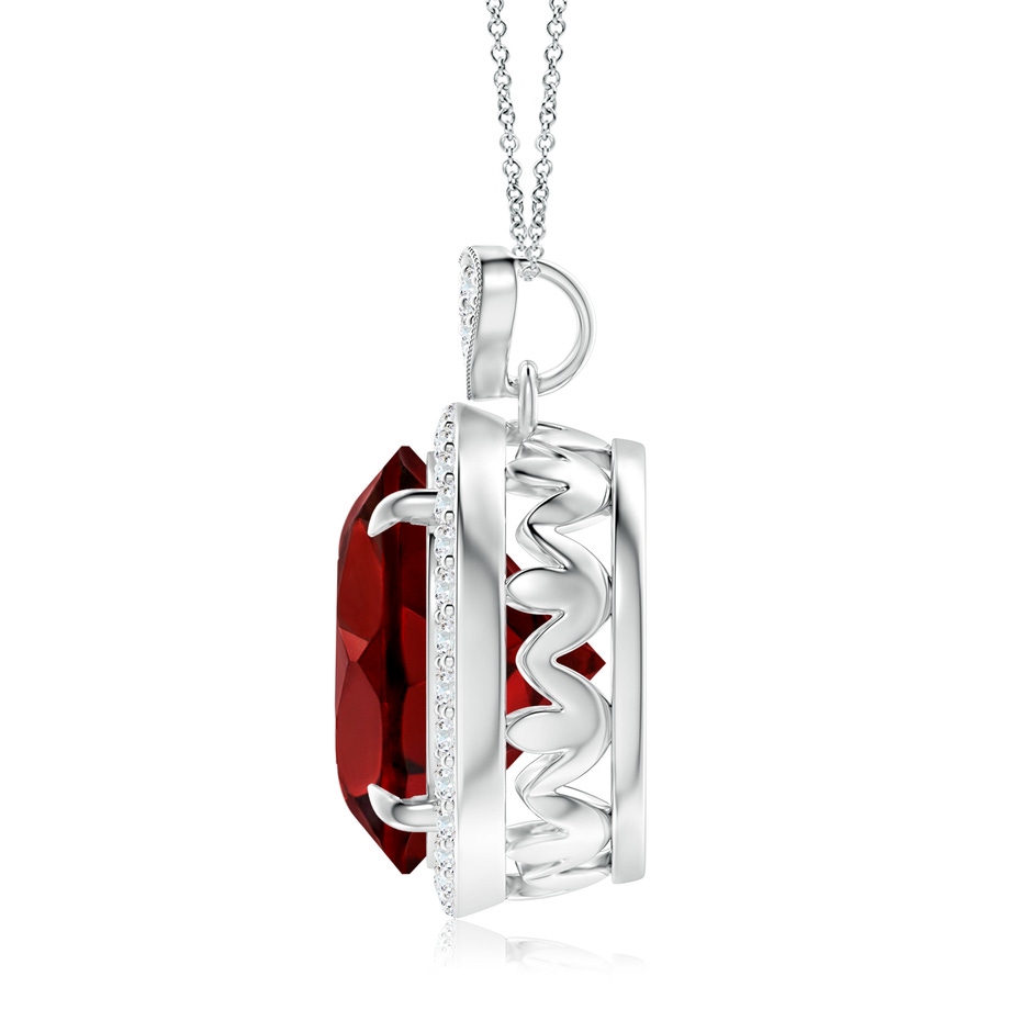 12mm AAAA Garnet Halo Pendant with Diamond Heart Motif in P950 Platinum side 1