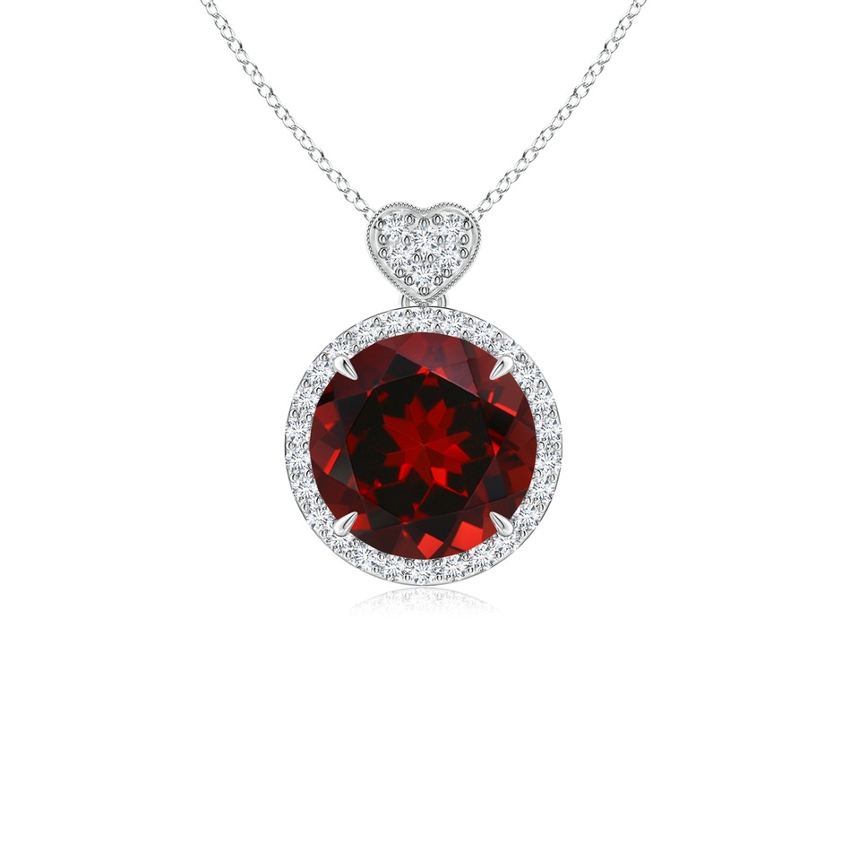 8mm AAAA Garnet Halo Pendant with Diamond Heart Motif in P950 Platinum 