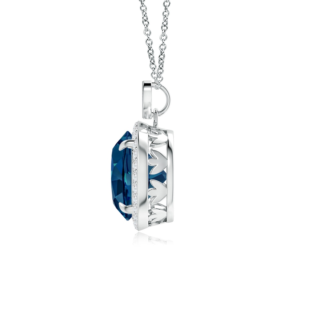 10mm AAAA London Blue Topaz Halo Pendant with Diamond Heart Motif in P950 Platinum Product Image