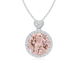 10mm AAA Morganite Halo Pendant with Diamond Heart Motif in 9K White Gold