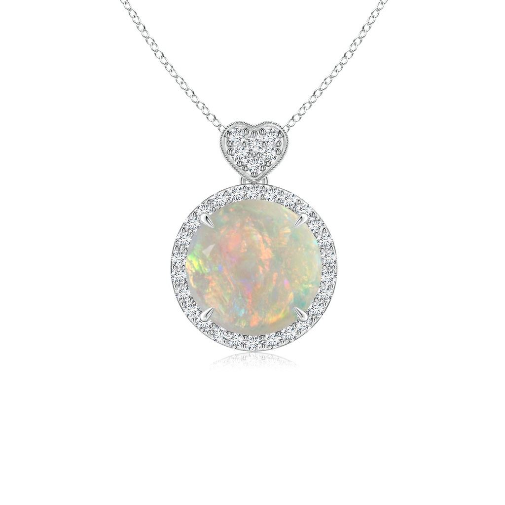 8mm AAAA Opal Halo Pendant with Diamond Heart Motif in P950 Platinum