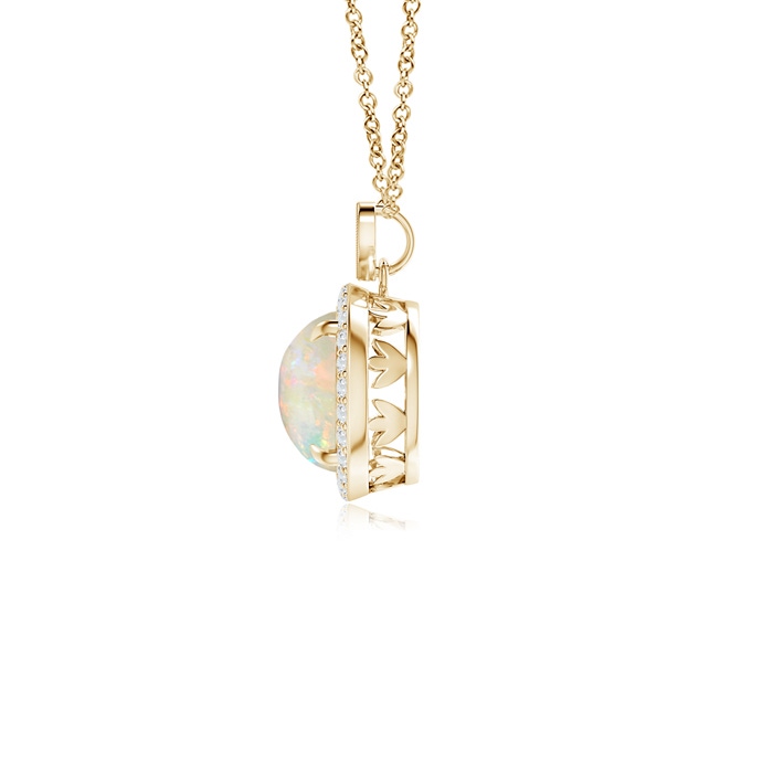 8mm AAAA Opal Halo Pendant with Diamond Heart Motif in Yellow Gold Product Image