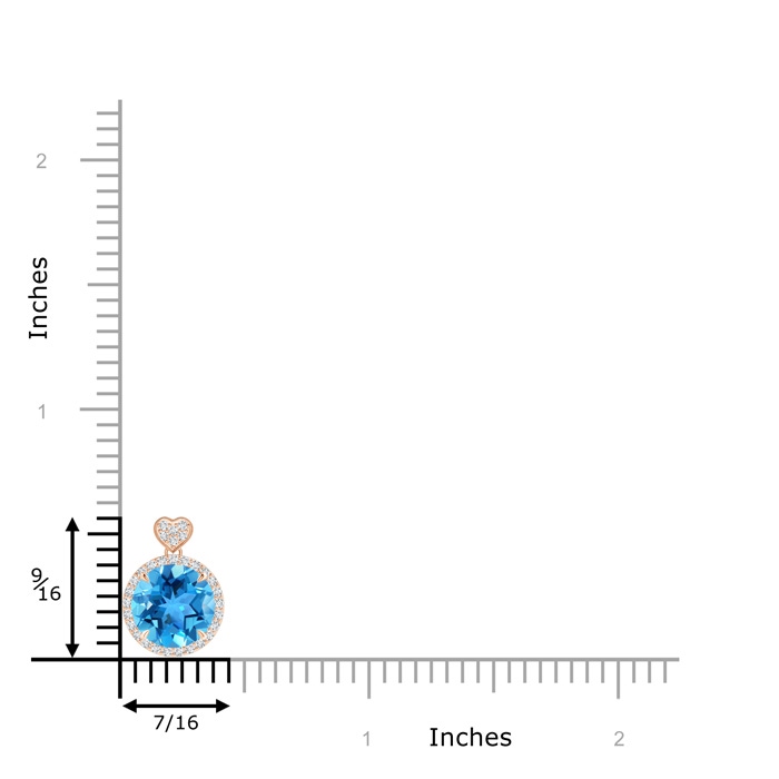 8mm AAA Swiss Blue Topaz Halo Pendant with Diamond Heart Motif in 9K Rose Gold product image