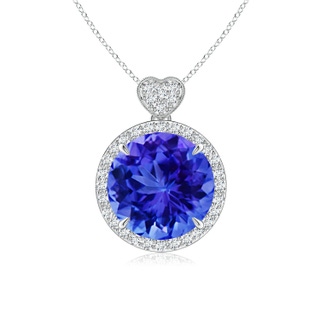 10mm AAA Tanzanite Halo Pendant with Diamond Heart Motif in P950 Platinum