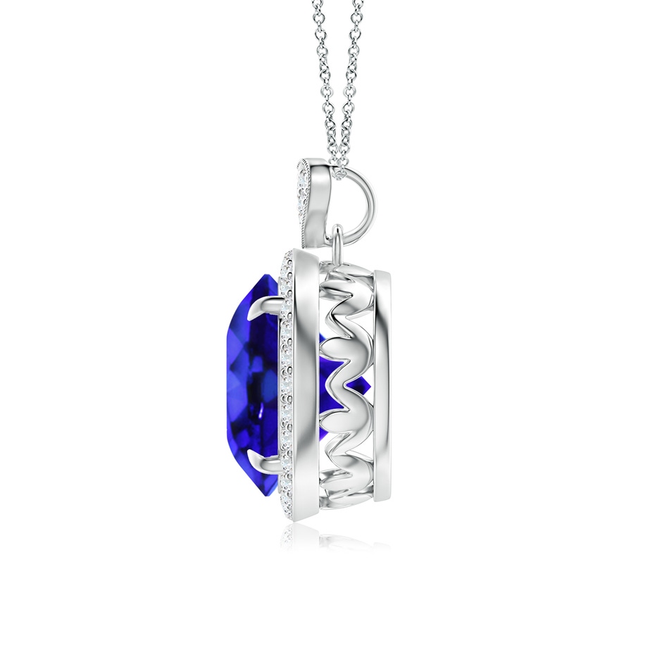 10mm AAA Tanzanite Halo Pendant with Diamond Heart Motif in White Gold side 199