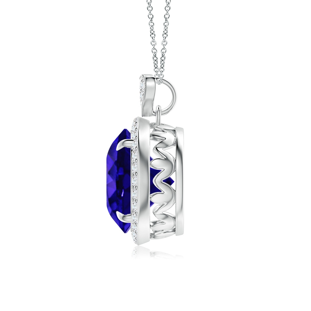 10mm AAAA Tanzanite Halo Pendant with Diamond Heart Motif in P950 Platinum - side 199