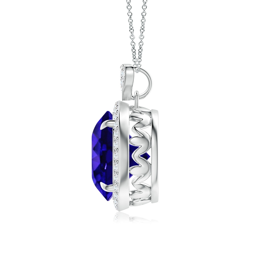 10mm AAAA Tanzanite Halo Pendant with Diamond Heart Motif in P950 Platinum side 199