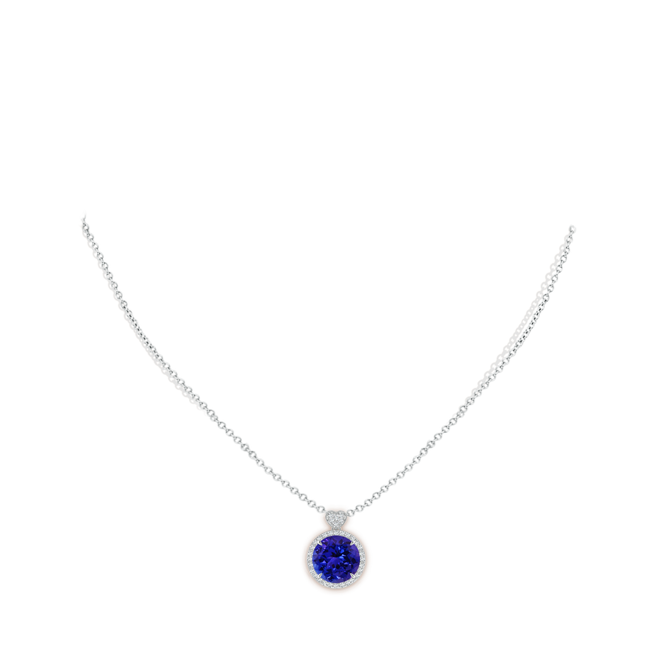 10mm AAAA Tanzanite Halo Pendant with Diamond Heart Motif in P950 Platinum pen
