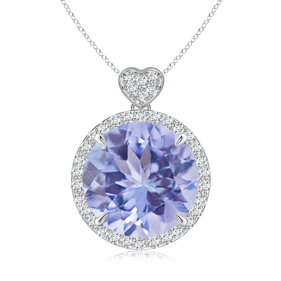 12mm A Tanzanite Halo Pendant with Diamond Heart Motif in P950 Platinum 