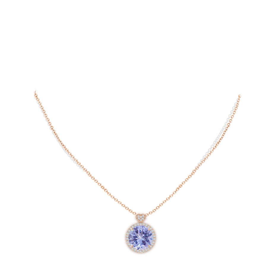 12mm A Tanzanite Halo Pendant with Diamond Heart Motif in Rose Gold pen