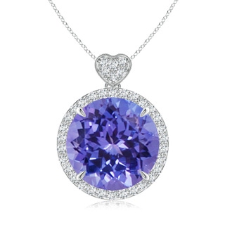 12mm AA Tanzanite Halo Pendant with Diamond Heart Motif in P950 Platinum