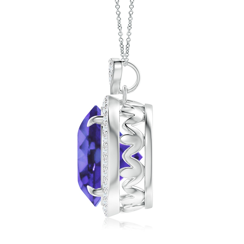 12mm AA Tanzanite Halo Pendant with Diamond Heart Motif in P950 Platinum side 199