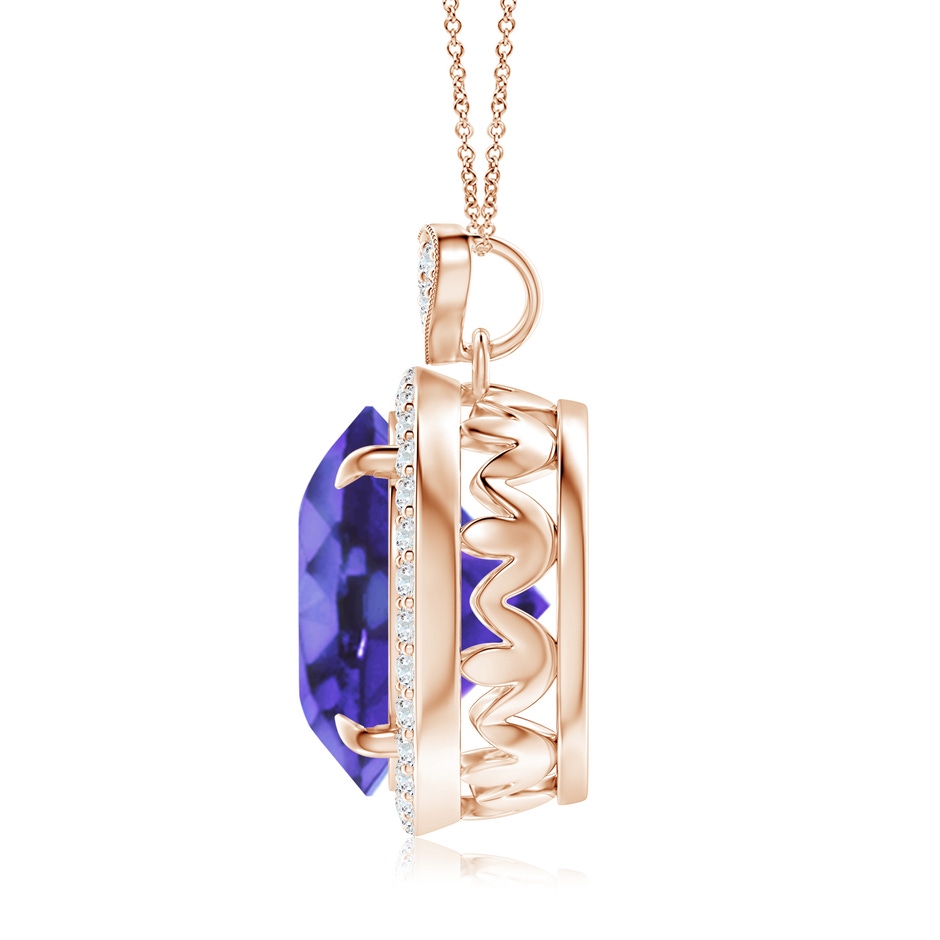 12mm AA Tanzanite Halo Pendant with Diamond Heart Motif in Rose Gold side 199