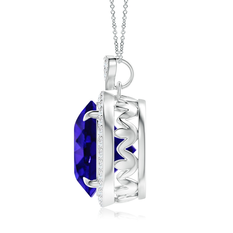 12mm AAAA Tanzanite Halo Pendant with Diamond Heart Motif in P950 Platinum side 199