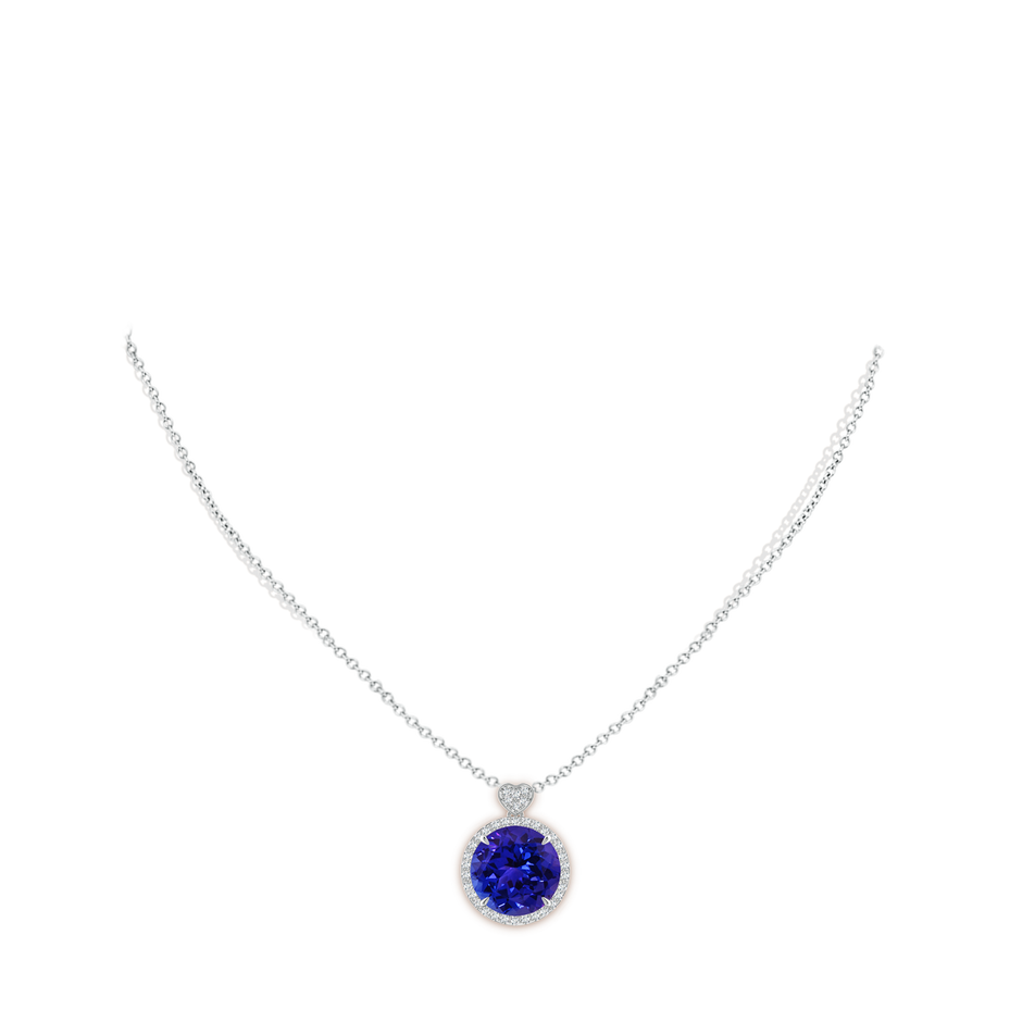 12mm AAAA Tanzanite Halo Pendant with Diamond Heart Motif in P950 Platinum pen