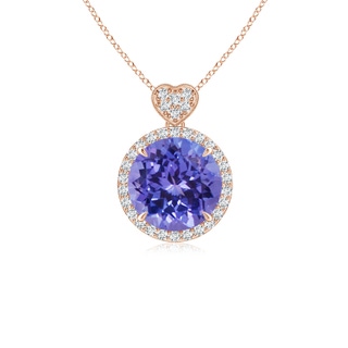 8mm AA Tanzanite Halo Pendant with Diamond Heart Motif in 9K Rose Gold