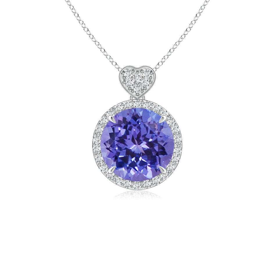 8mm AA Tanzanite Halo Pendant with Diamond Heart Motif in White Gold 