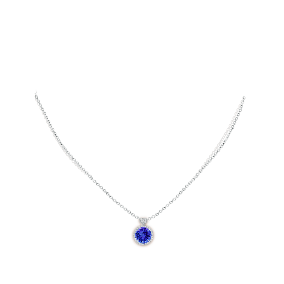 8mm AAA Tanzanite Halo Pendant with Diamond Heart Motif in White Gold pen