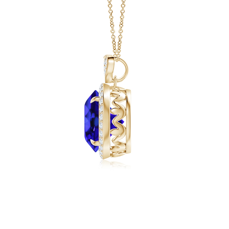 8mm AAA Tanzanite Halo Pendant with Diamond Heart Motif in Yellow Gold side 199