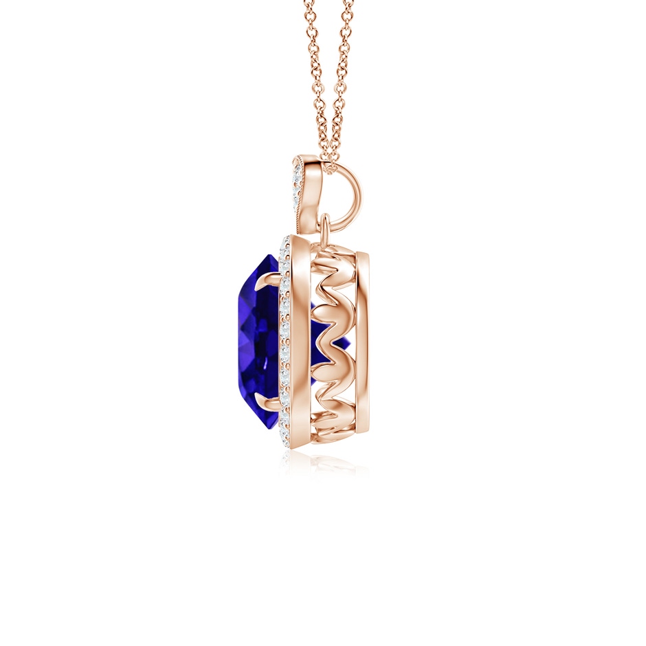 8mm AAAA Tanzanite Halo Pendant with Diamond Heart Motif in Rose Gold side 199