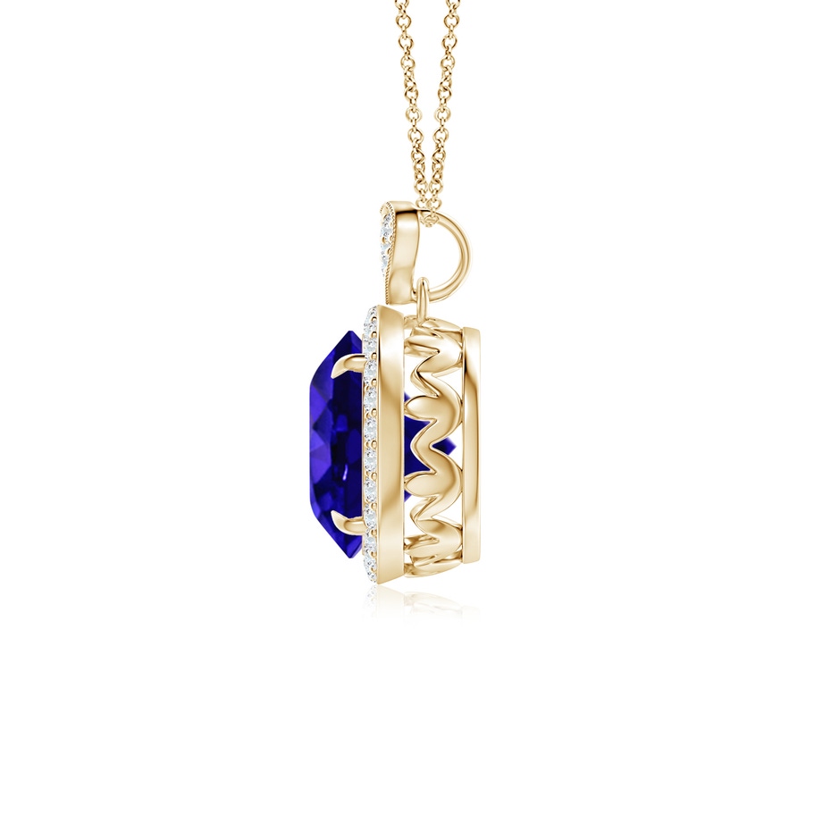 8mm AAAA Tanzanite Halo Pendant with Diamond Heart Motif in Yellow Gold side 199