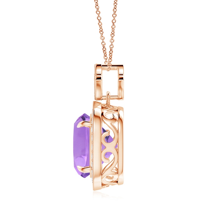 10mm A Vintage Inspired Cushion Amethyst Halo Pendant in Rose Gold product image
