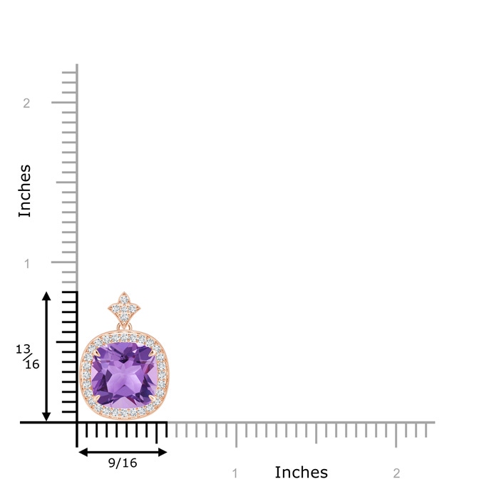 10mm A Vintage Inspired Cushion Amethyst Halo Pendant in Rose Gold product image