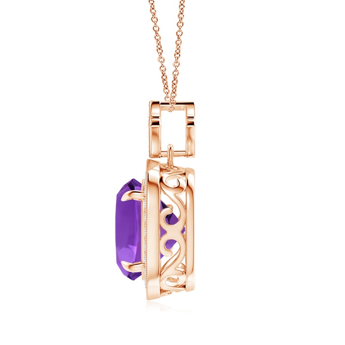 10mm AAAA Vintage Inspired Cushion Amethyst Halo Pendant in Rose Gold Product Image