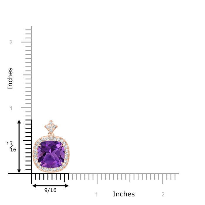 10mm AAAA Vintage Inspired Cushion Amethyst Halo Pendant in Rose Gold product image