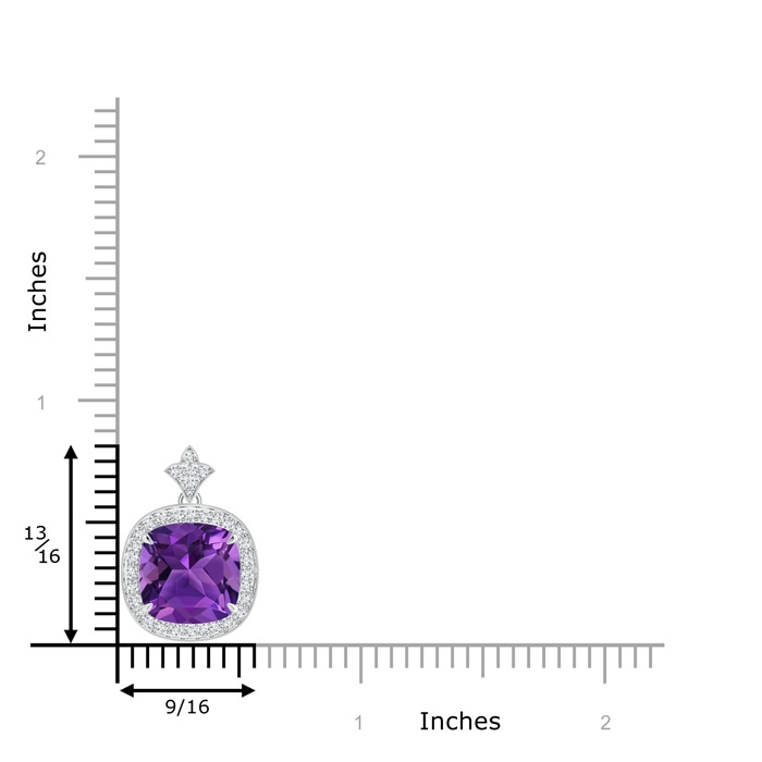 10mm AAAA Vintage Inspired Cushion Amethyst Halo Pendant in White Gold product image