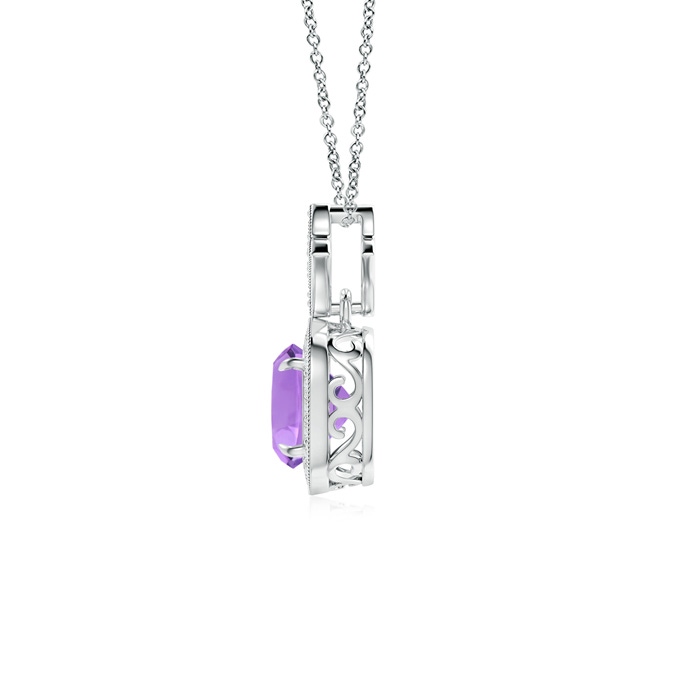 6mm A Vintage Inspired Cushion Amethyst Halo Pendant in P950 Platinum product image