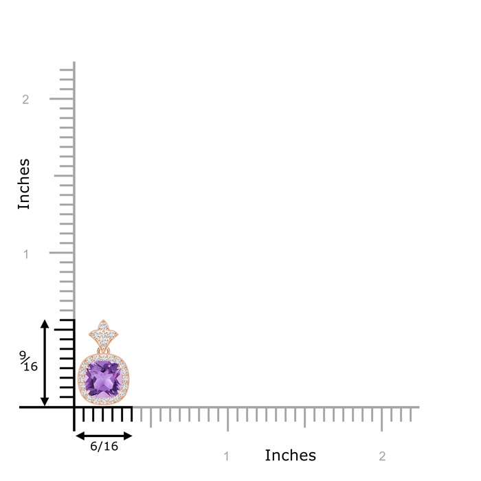 6mm A Vintage Inspired Cushion Amethyst Halo Pendant in Rose Gold product image