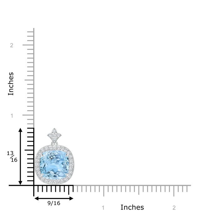 10mm AAAA Vintage Inspired Cushion Aquamarine Halo Pendant in P950 Platinum product image