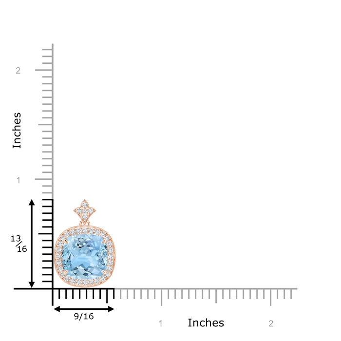 10mm AAAA Vintage Inspired Cushion Aquamarine Halo Pendant in Rose Gold product image