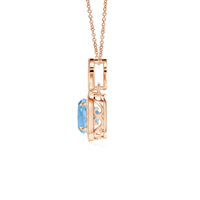 AAAA - Aquamarine / 1.01 CT / 14 KT Rose Gold