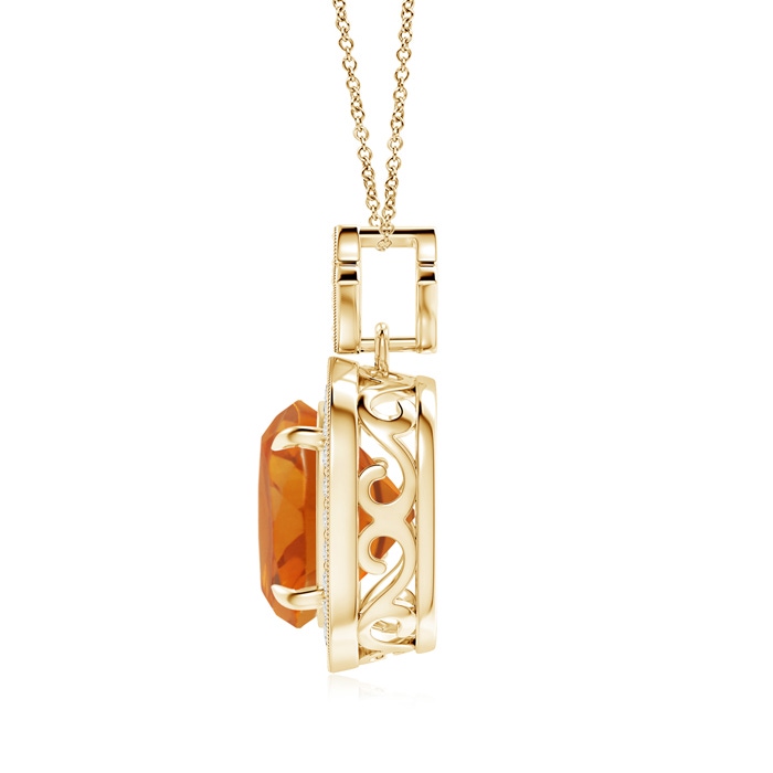 10mm AAA Vintage Inspired Cushion Citrine Halo Pendant in Yellow Gold Product Image