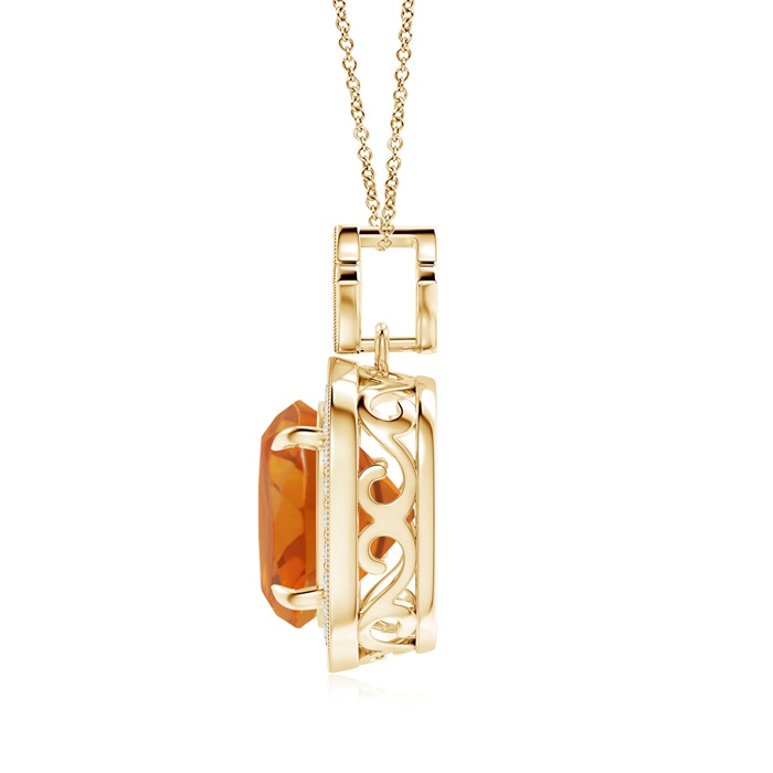 10mm AAA Vintage Inspired Cushion Citrine Halo Pendant in Yellow Gold product image