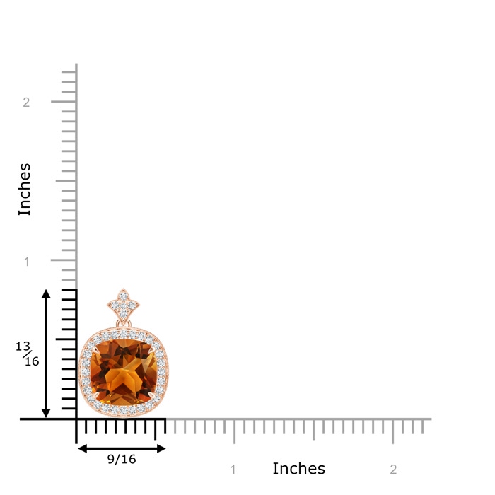 10mm AAAA Vintage Inspired Cushion Citrine Halo Pendant in Rose Gold product image