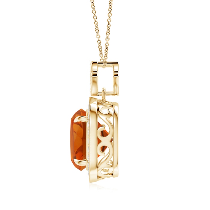 10mm AAAA Vintage Inspired Cushion Citrine Halo Pendant in Yellow Gold Product Image