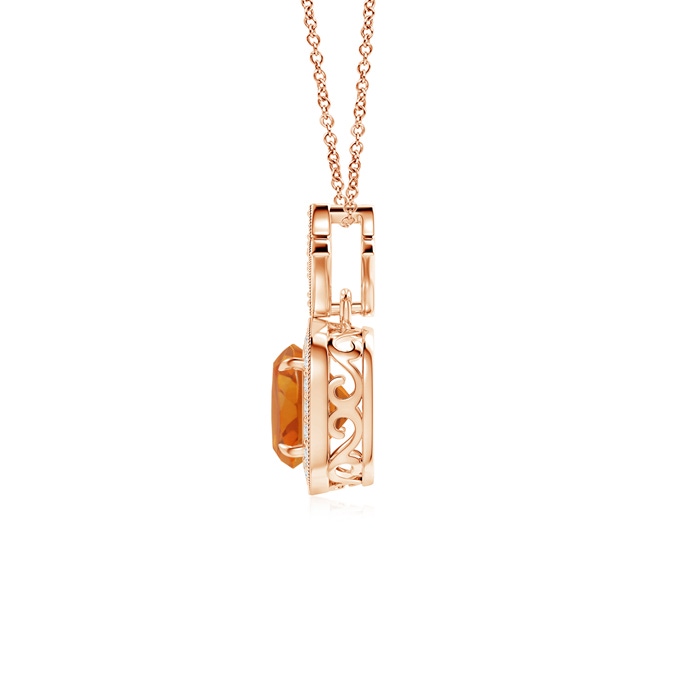 6mm AAA Vintage Inspired Cushion Citrine Halo Pendant in 9K Rose Gold product image