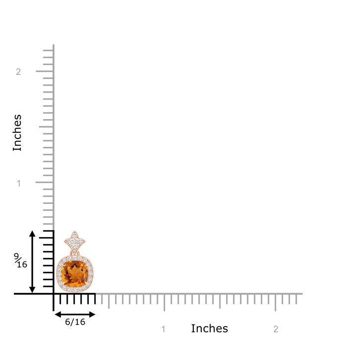 6mm AAA Vintage Inspired Cushion Citrine Halo Pendant in 9K Rose Gold product image